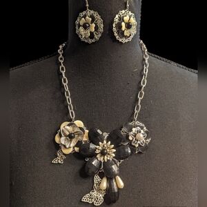 Fun Black and Ivory Floral Set with Butterflies